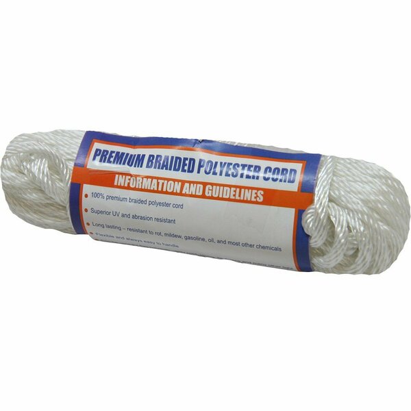 Sea-Dog Solid Braid Polyester Cord Hank - 1/8 x 50&#39; - White 303303050WH-1